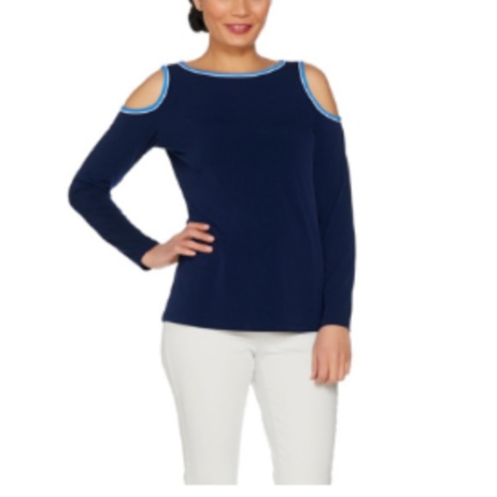 NEW Liquid Knit Long Sleeve Cold Shoulder Top - Picture 3 of 4